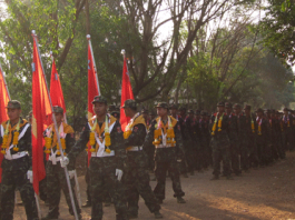 Mon National Liberation Army troops stand during Mon National Day ( Photo:IMNA)