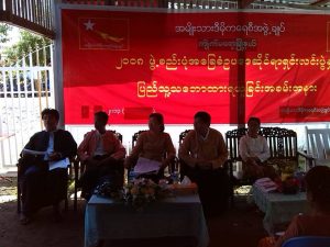Conducting public opinion polls in Kyaikmayaw Town (photo: Koko Zaw) 
