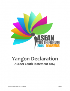 Photo of ASEAN Youth Forum 2014 statement. (source: ASEAN Youth Forum 2014 Facebook)