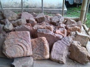 some old bricks are displayed at the museum (Photo: U San Win)