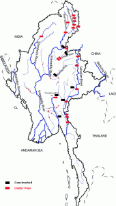 Photo Caption: Map of Dams and Planned Dams in Burma