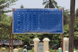 Signboard showing list of vehicle accidents in Moulmein District, 2015 (Photo: MNA)