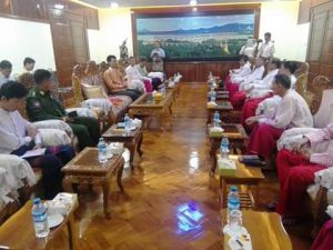 NMSP and Mon State Government officials meeting in May (Photo: MNA)