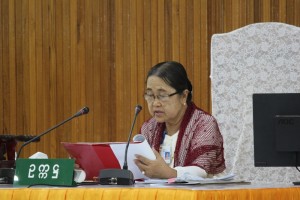 Mon State Hluttaw Speaker Daw Tin Ei (Photo: MNA)
