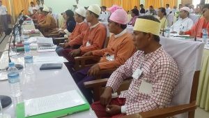 Mon State Hluttaw representatives are seen presenting at the Hluttaw conference (Photo: Facebook/Aung Naing Oo)