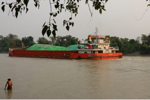 Ship carrying coal up Attaran River (Photo: MNA)