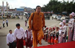UPDJC’s Joint Secretary (1) Sai Kyaw Nyunt walking to the Ethnic Armed Organization’s seminar at Mai Ja Yang (Photo: Facebook/Sai Kyaw Nyunt)