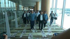 Federal Political Negotiation and Consultative Committee (FPNCC) members arriving in Naypyitaw (Peace Commission) 