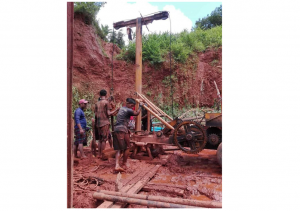 Royal Eagle Myanmar Development Group Co., Ltd workers seen excavating at Mt. Mein Balar on July 29, 2019 (Photo: Lin Lin Khine)