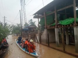 Heavy Rain Floods Low-Lying Areas in Bilin, Residents Moved to Safety